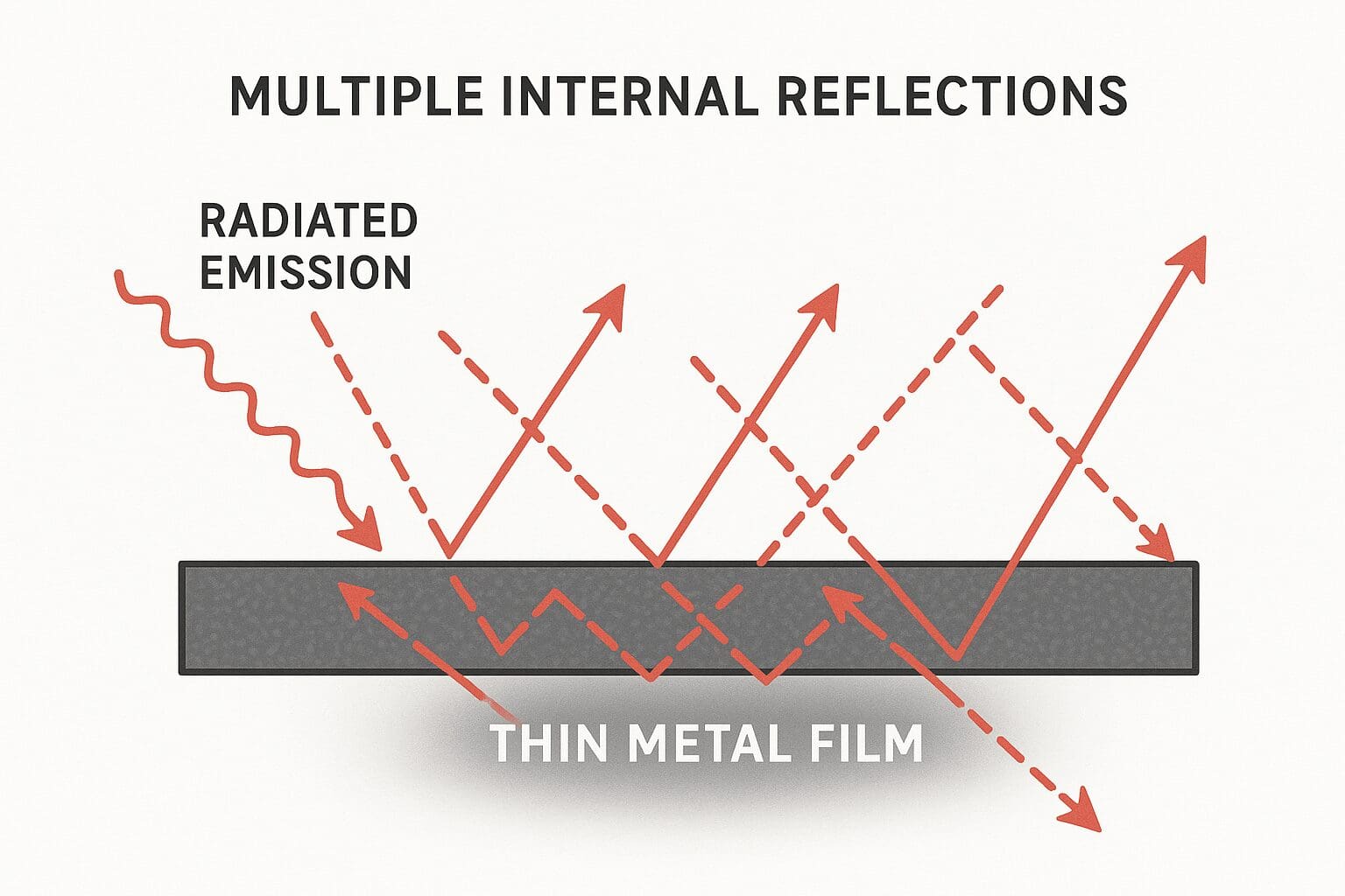 Thin metal film internal reflections diagram